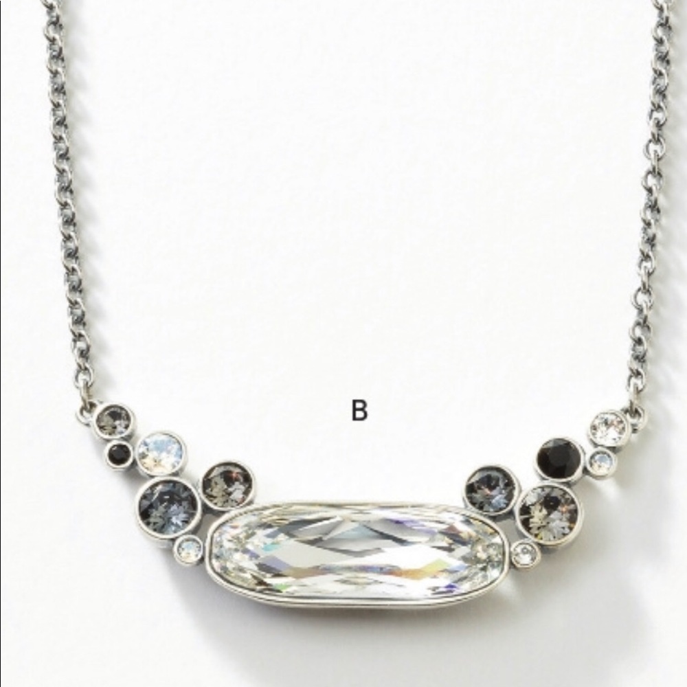 Black Cluster Necklace Touchstone Crystal NIB